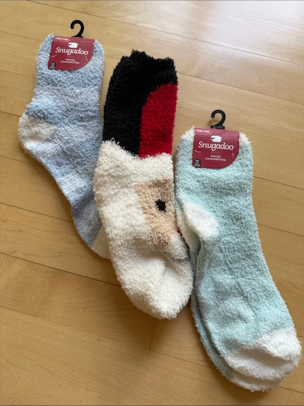 Snugadoo Women's Cozy Fuzzy Socks - Assorted Colors (Blue, Cream, Light Aqua)